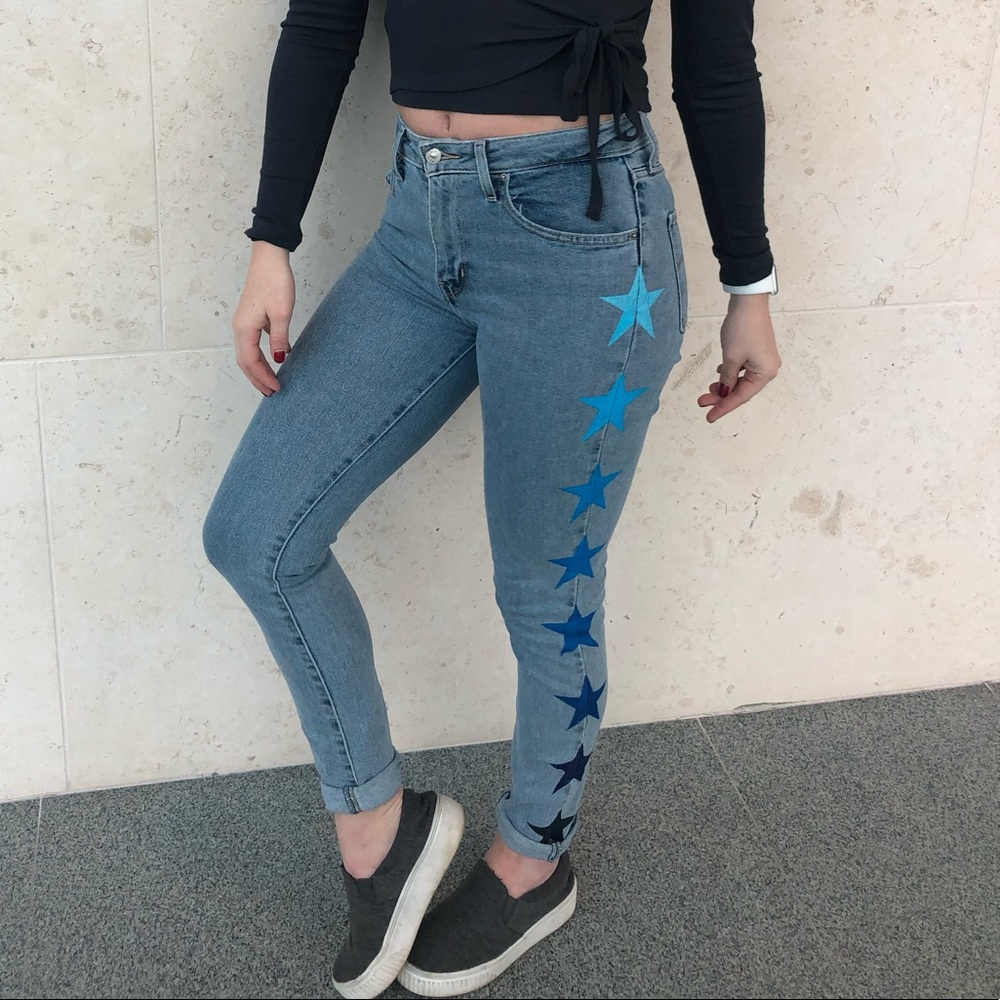 High-Rise Skinny Levi’s - painted!